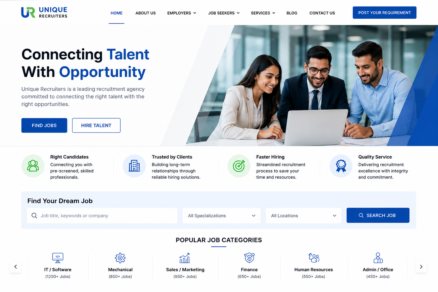 Unique Recruiters – Recruitment & Job Portal Website Development